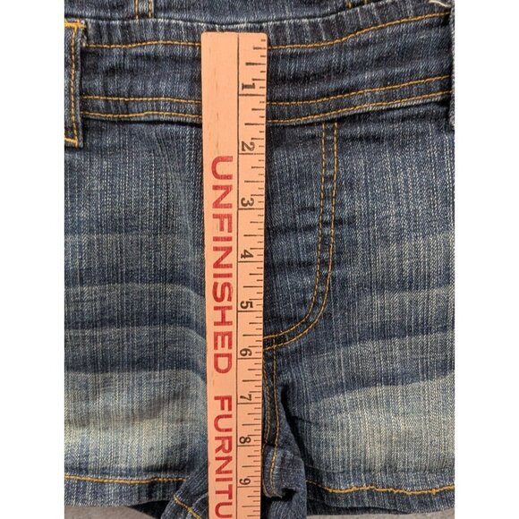 Southpole Bib Overall Shorts Womens Size 9 Denim Embroidered Faded Whiskers - Picture 7 of 12